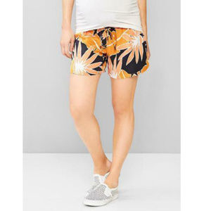 Gap Maternity NWT Navy Orange Floral Print Track Shorts Large